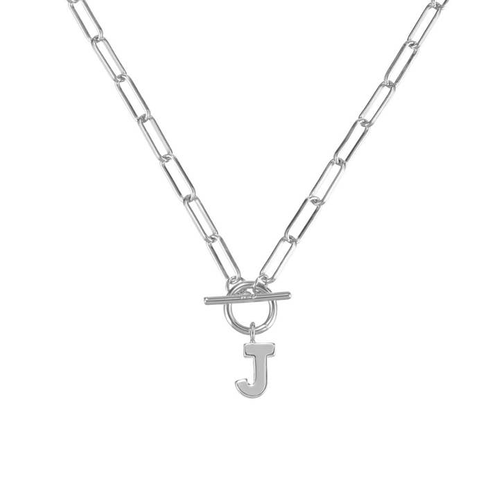 Natalie Wood Designs - Wholesale Pendant/Charm Necklace - Toggle Initial Necklace Pre-Pack, Silver11