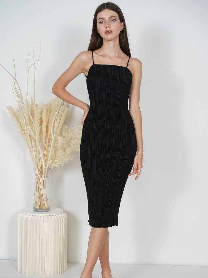 Borya geplooide jurk in zwart voor wholesale door MDS