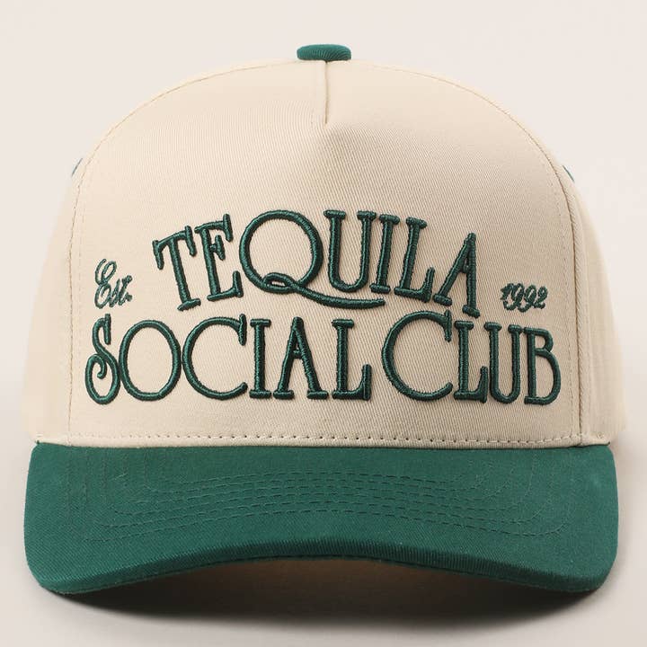Fashion City - Wholesale Baseball Cap - Unisex - Tequila Social Club 3D Text Embroidery Two-Tone Trucker Hat