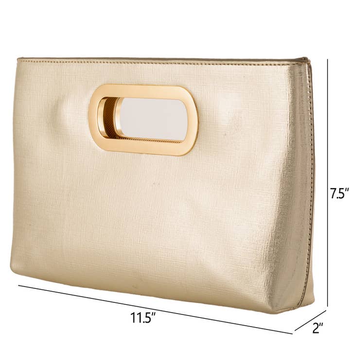 JNBFASHION.COM - Wholesale Clutch Bag - Women's - Crushed Metallic Top Handle Clutch