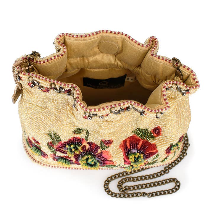 Mary Frances Accessories - Wholesale Crossbody Bag - Women's - In the Wild Mini Beaded Bucket Flowers Crossbody Handbag