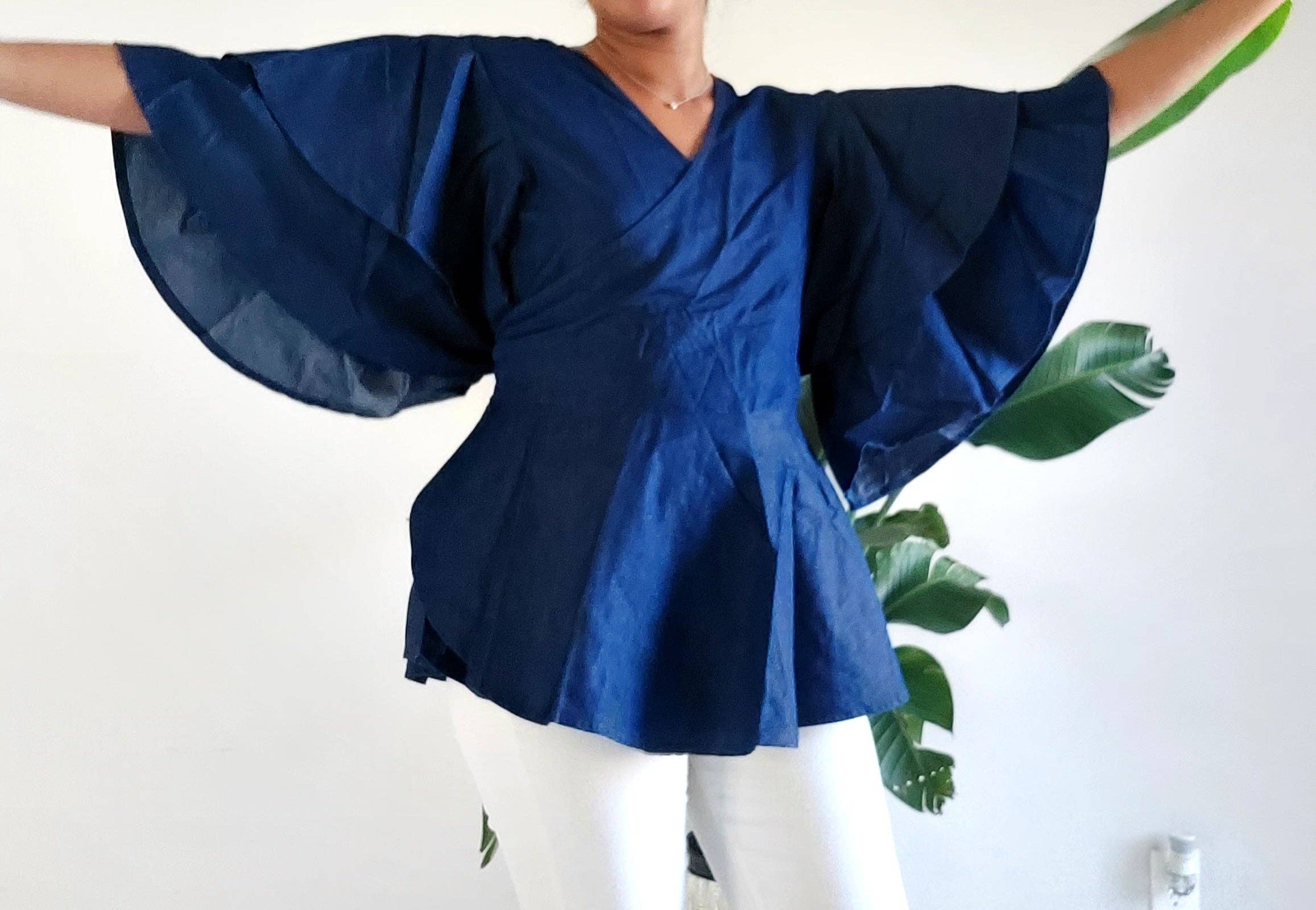 India Batik - Vendita all'ingrosso Camicetta - Donna - Blusa avvolgente in denim1