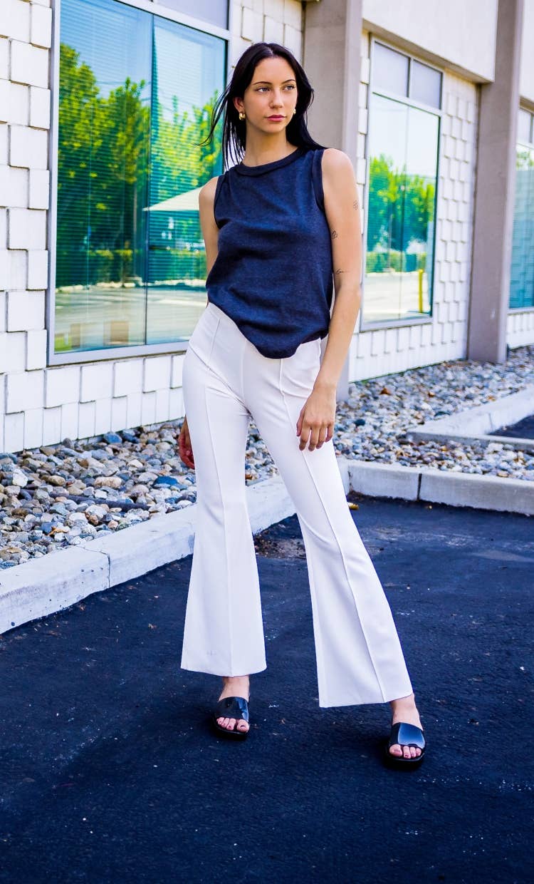 Urban Diction - Vente Pantalon – femme - Pantalon Bell décontracté et professionnel NOIR/ROUGE/VERT/IVOIRE10