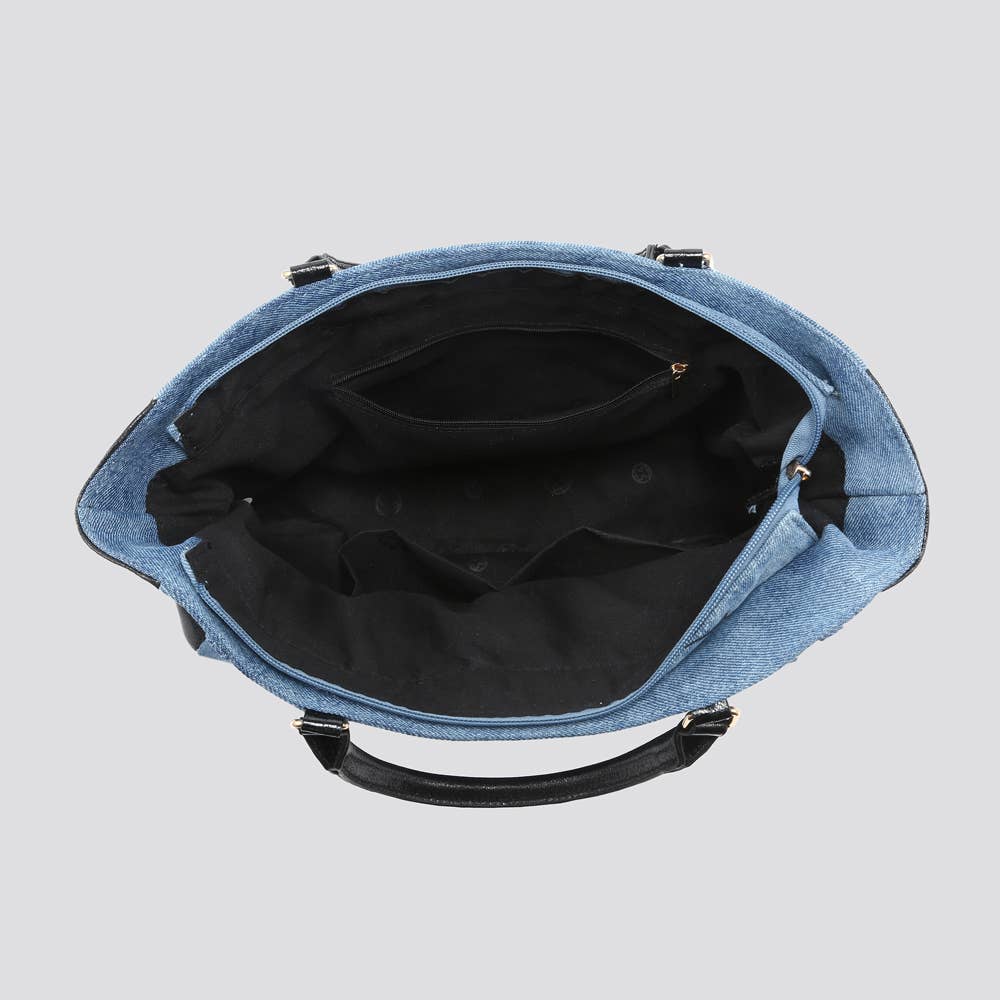 BLEU Sac fourre-tout en denim 25032 en vente sur Faire6