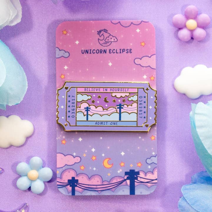 Ticket Enamel Pin for wholesale by Unicorn Eclipse