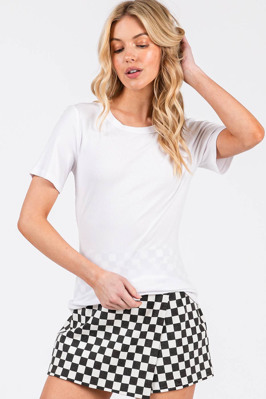 mittoshop – wholesale Knit top – Women's – RIBBED ROUND NECK SHORT SLEEVE BASIC CLASSIC TEE13