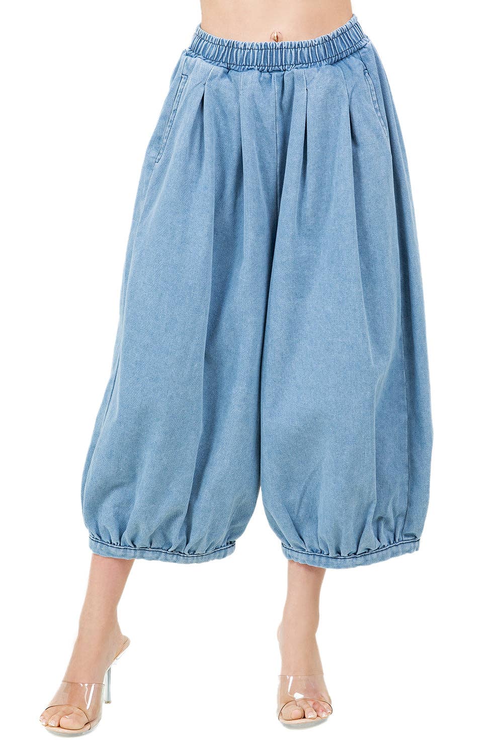 Blu PANTALONI IN DENIM STILE HAREM DA DONNA in vendita all'ingrosso su Faire2