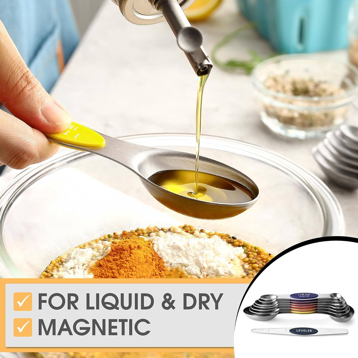 Otterware - Wholesale Measuring Spoon - 9-Piece Magnetic Stainless Steel Measuring Spoon Set6