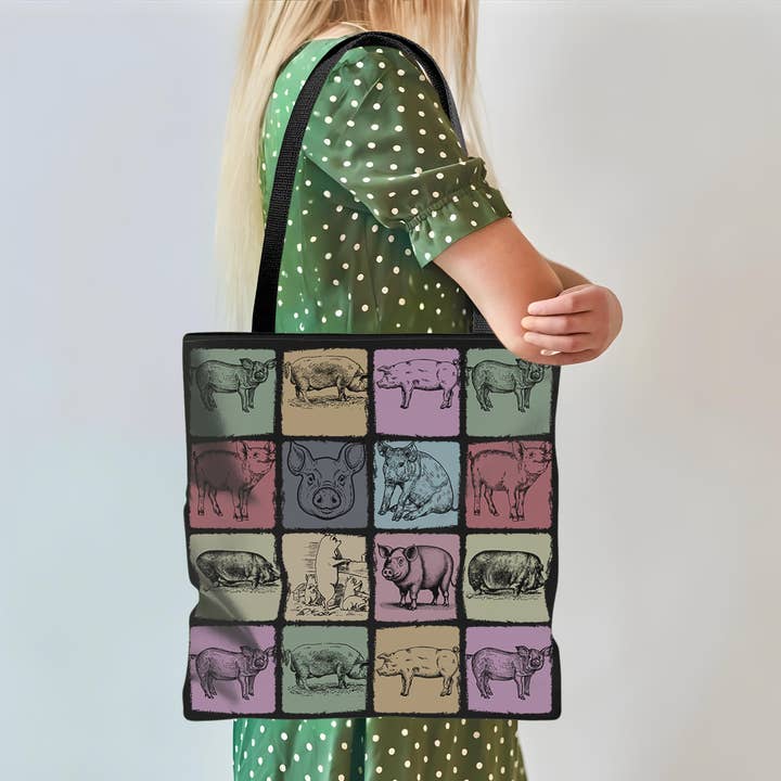 Vivtrek - Wholesale Tote Bag - Women's - Vintage Pig Tote Bag for Farm Animal and Pig Lovers6