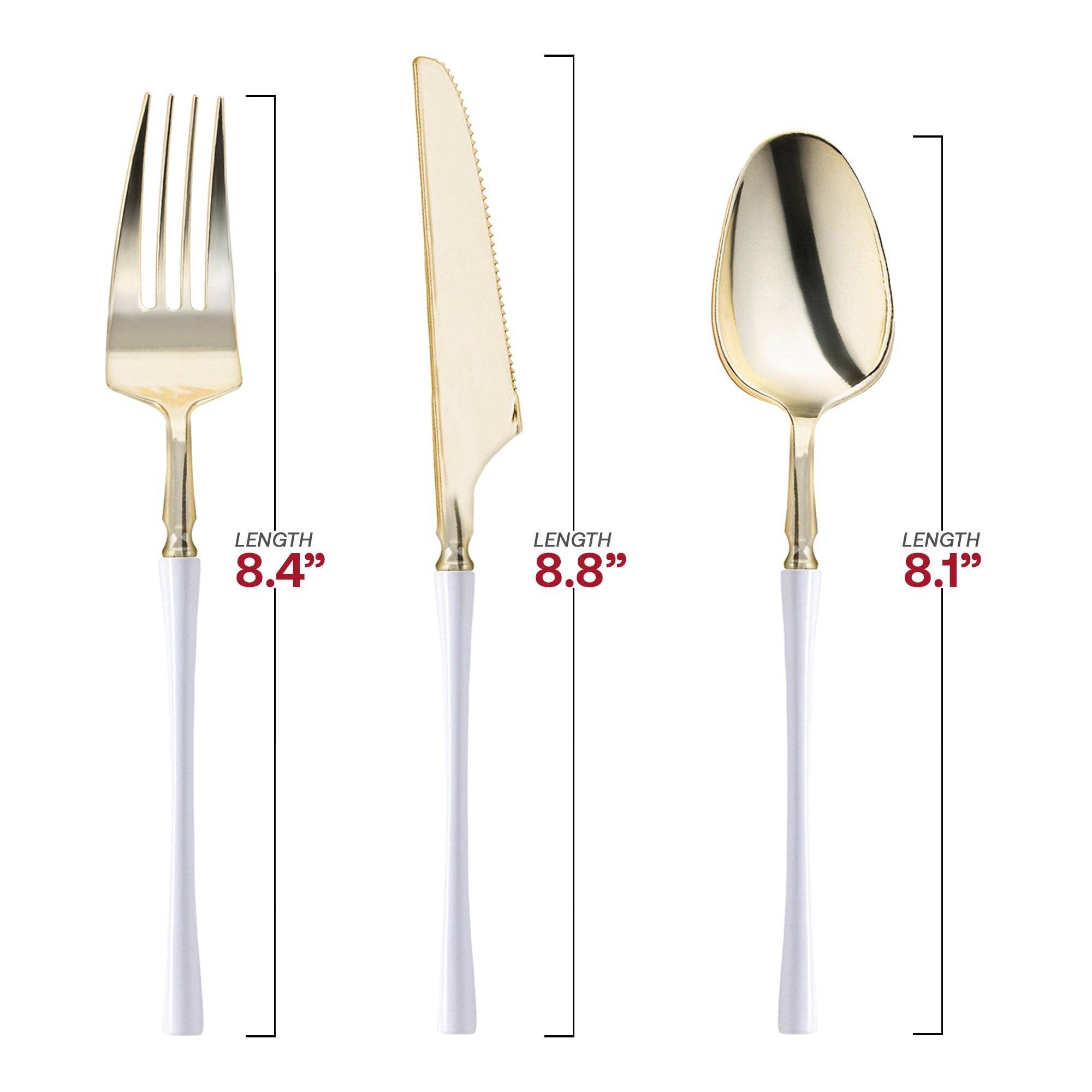 Smarty had a Party - Vendita all'ingrosso Set di posate assortite - Set di posate in plastica moderno oro con manico bianco - 20 ospiti1