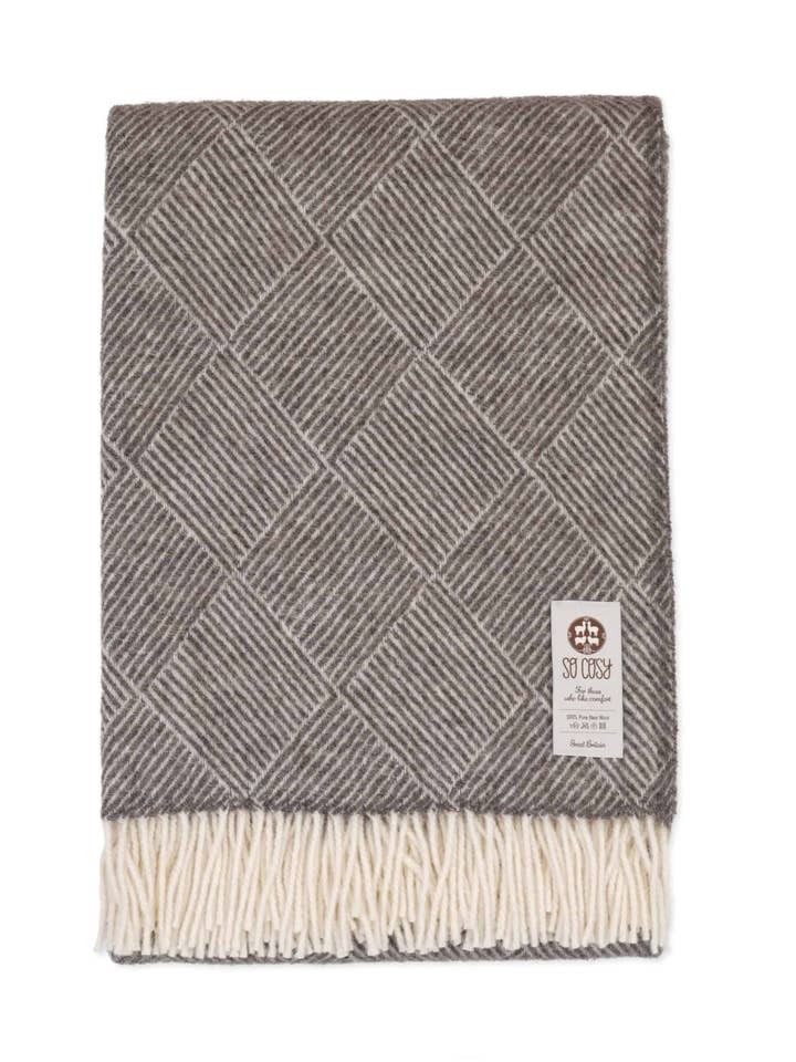 Derry Throw in Vintage Smoke & Cream for wholesale by So Cosy Ltd.