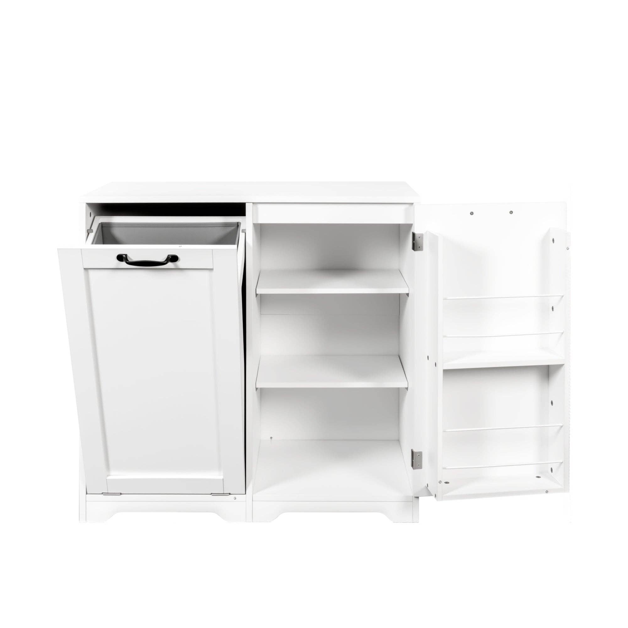 39F Inc. - Wholesale Laundry Hamper - White Laundry Cabinet with Doors, Shelf, and Tilt-Out Hamper6
