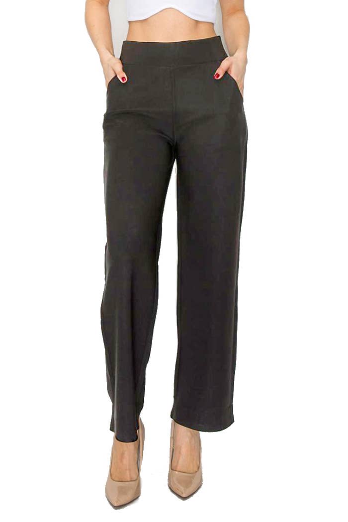Color 5 - Wholesale Pants - Women's - Solid color scuba pants w/elastic waist band and brazil hip2