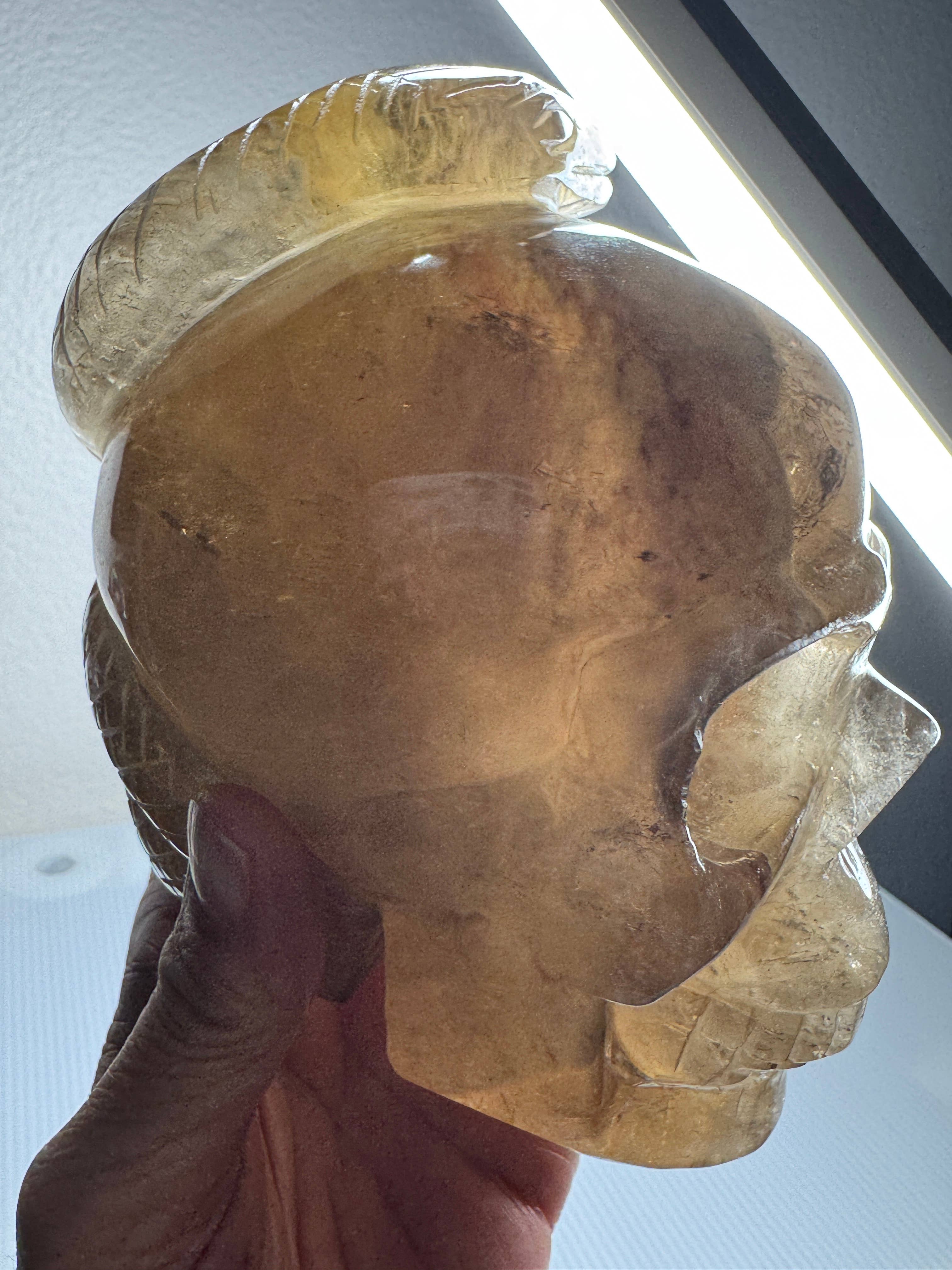 The 7 Directions - Wholesale Spiritual Stone/Crystal - 3.9 lb Unique Smoky skull w/ snake carving H3613
