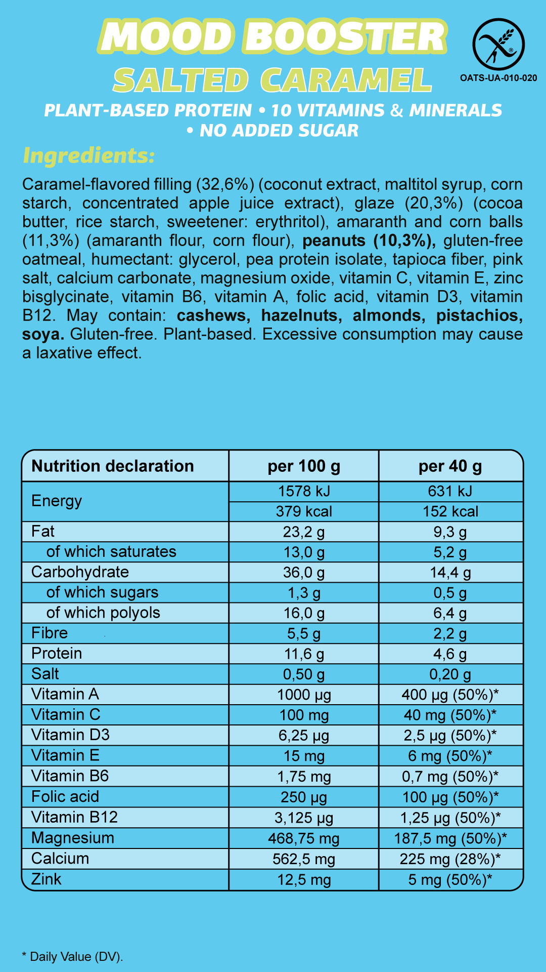 FIZI - Wholesale Snack Bar - MOOD BOOSTER “SALTED CARAMEL” 12 X 40G3