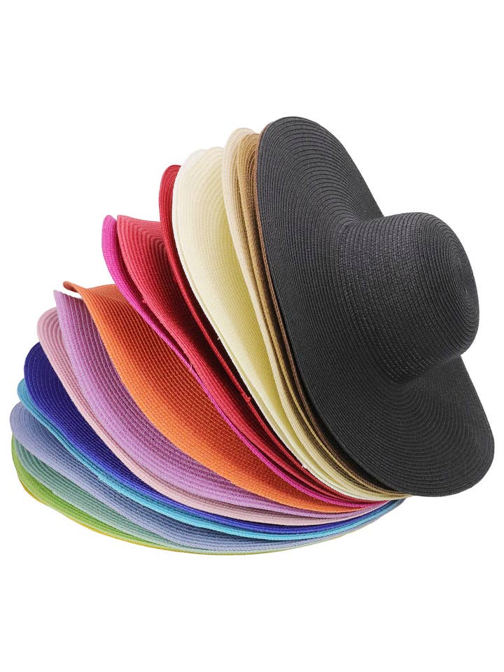 Chapeau de plage en paille uni et rigide pour la vente par Cap Zone