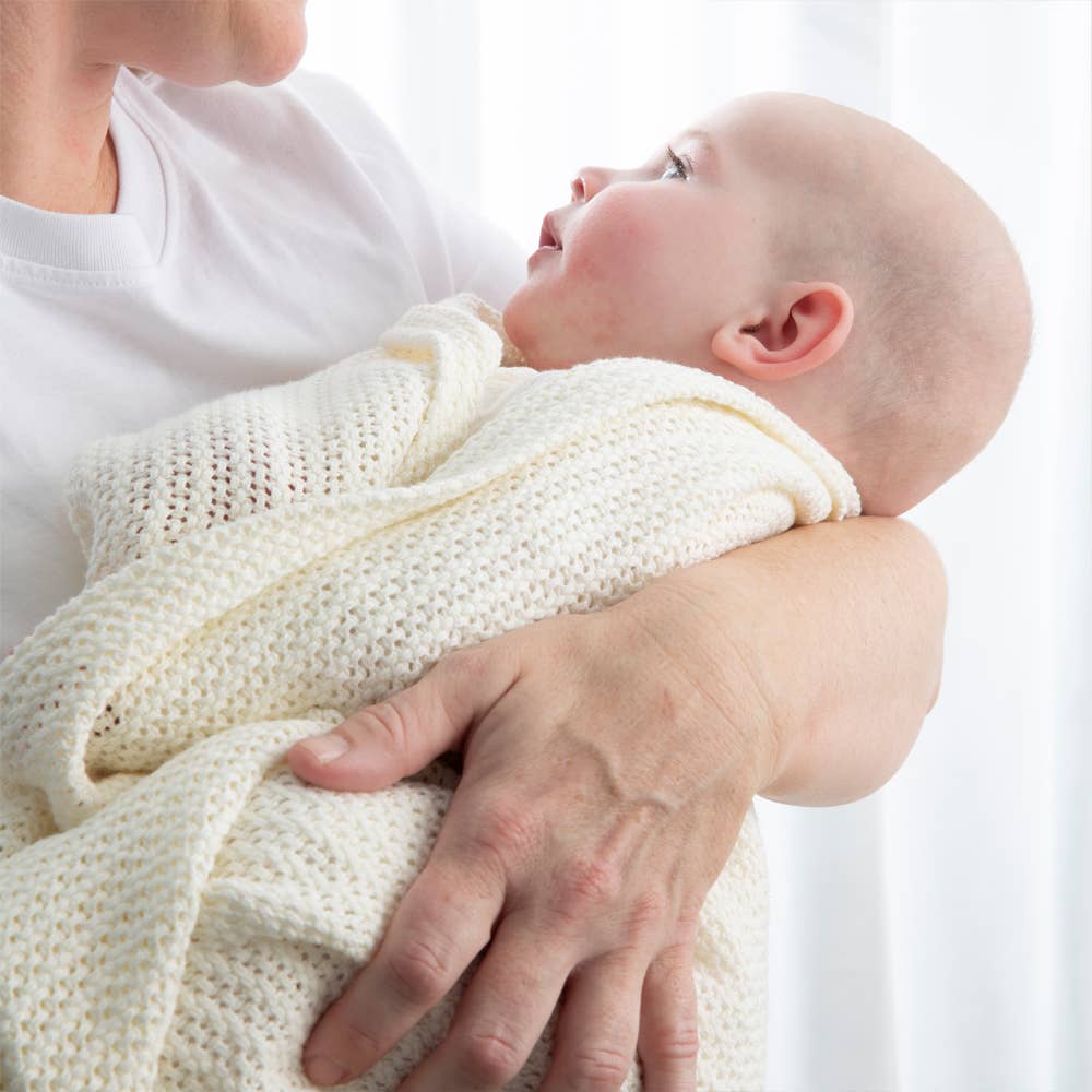 Living Textiles - Wholesale Bedding blanket – Kids & Baby - Bassinet Cotton Cellular Blanket - Natural White1