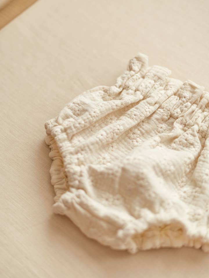 Baby bloomers / embroidered flowers ecru for wholesale by PETITE EvelinaApparel