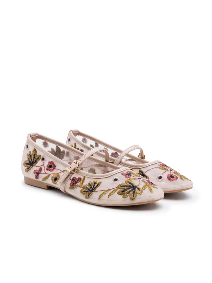 CEREZA - Wholesale Flats - Women's - Flower Embroidery Pattern Mary Janes ballet flats4