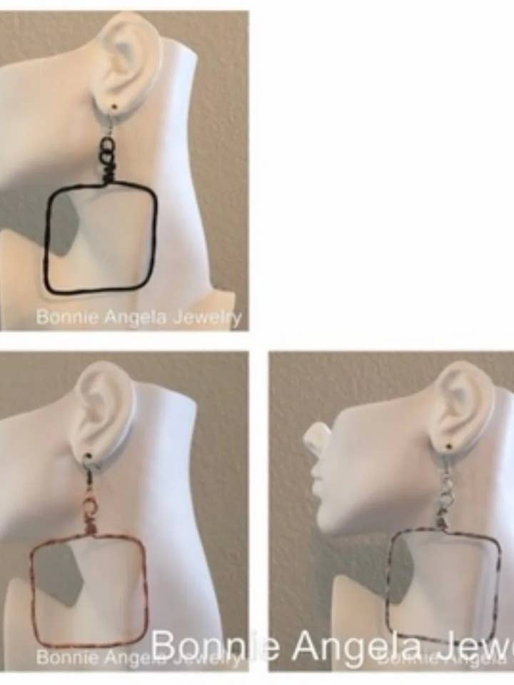 Orecchini a Cerchio grandi quadrati per la vendita all'ingrosso da parte di Angela Catirina Jones