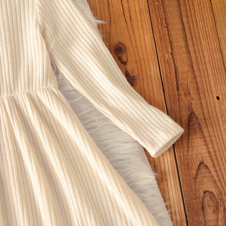 PatPat - Vendita all'ingrosso Vestito - Bambini - Abito a maniche lunghe a costine tinta unita con collo alto da bambina