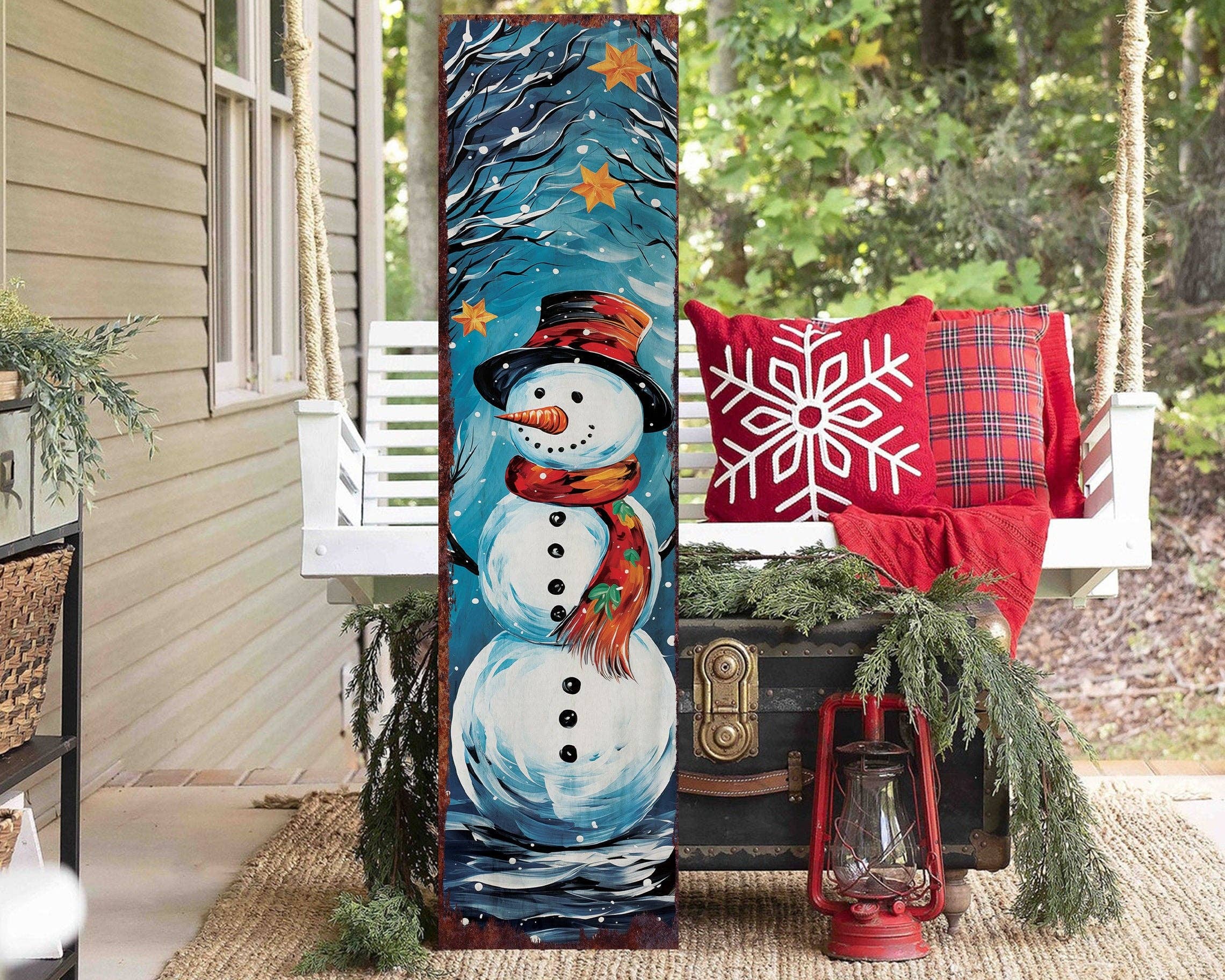TX USA Corporation - Wholesale Outdoor Sign - 36" Cheerful Snowman Christmas Porch Sign | Outdoor Holiday Welcome Decor6