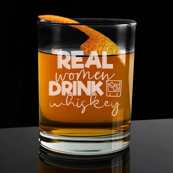 Real Women Drink Whiskey Whiskey Glass 11oz for wholesale by Personalized By Kate