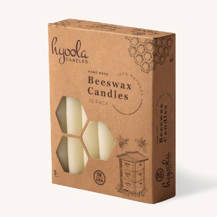 White Beeswax Candles - 5 Hours - 12 Pack for wholesale by Hyoola Candles