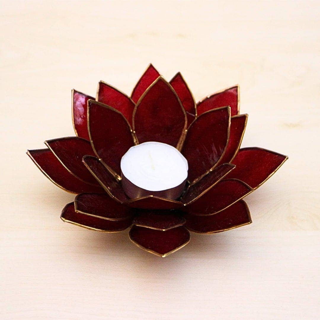 Rauha Crafts - Wholesale Candle Holder - Capiz Tealight Candle Holder | Lotus - Red2