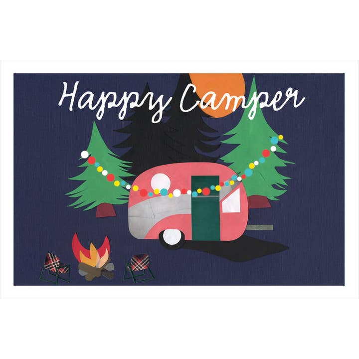 "Campeggiatore Felice" – Cartolina da Campeggio Fantasiosa per la vendita all'ingrosso da parte di Lilybart LLC