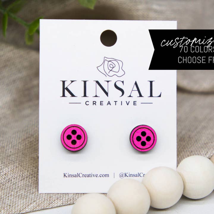 Aanpasbare houten oorknopjes met knopen voor wholesale door Kinsal Creative