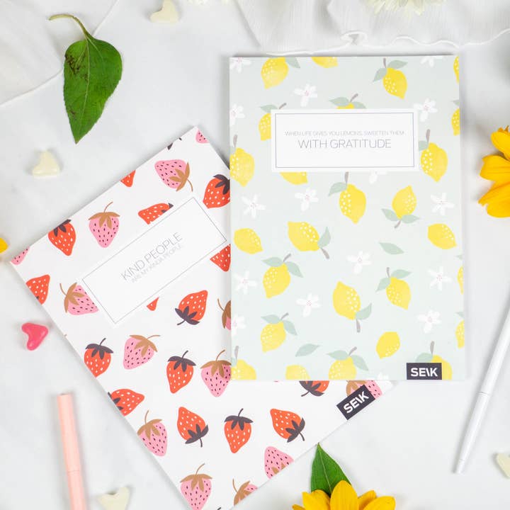 SEIK – wholesale Anteckningsbok – Bullet Journal/Prickade anteckningsbok jordgubbar och citroner (2 st