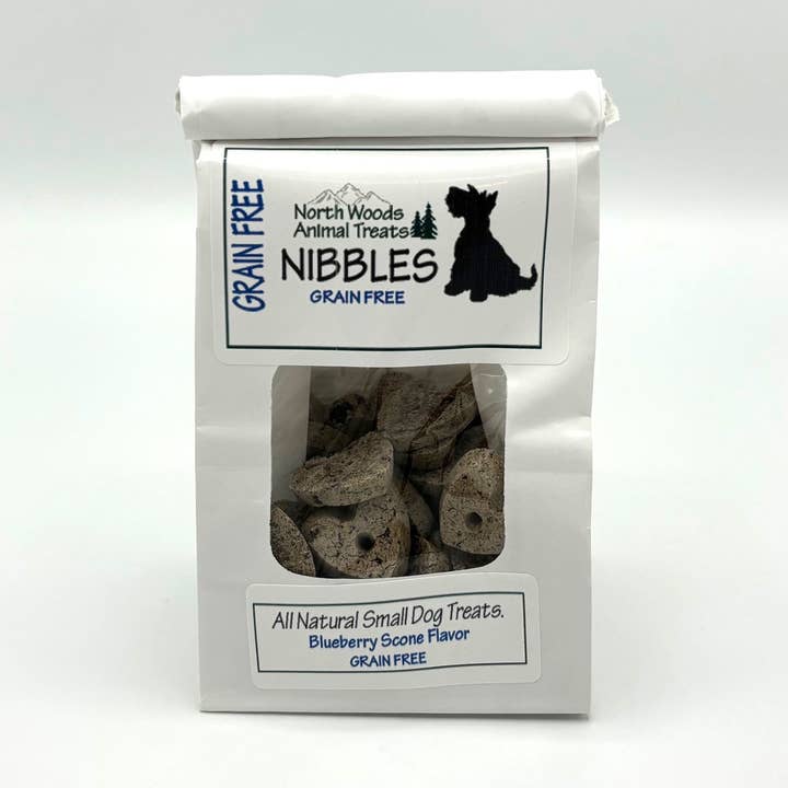 Grain Free Nibbles - Blueberry Scone 3 oz Bags,12/Box for wholesale by North Woods Animal Treats and Gifts