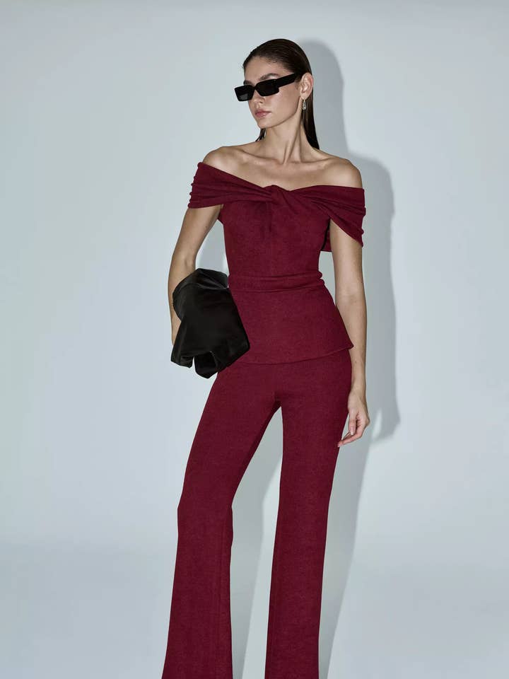 Salopette longue à manches courtes côtelée marron pour la vente par Noece