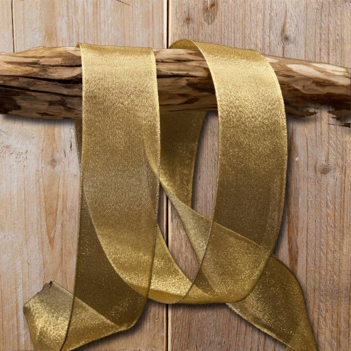 Nastro dorato lucido con filo metallico per la vendita all'ingrosso da parte di kadopapier.net