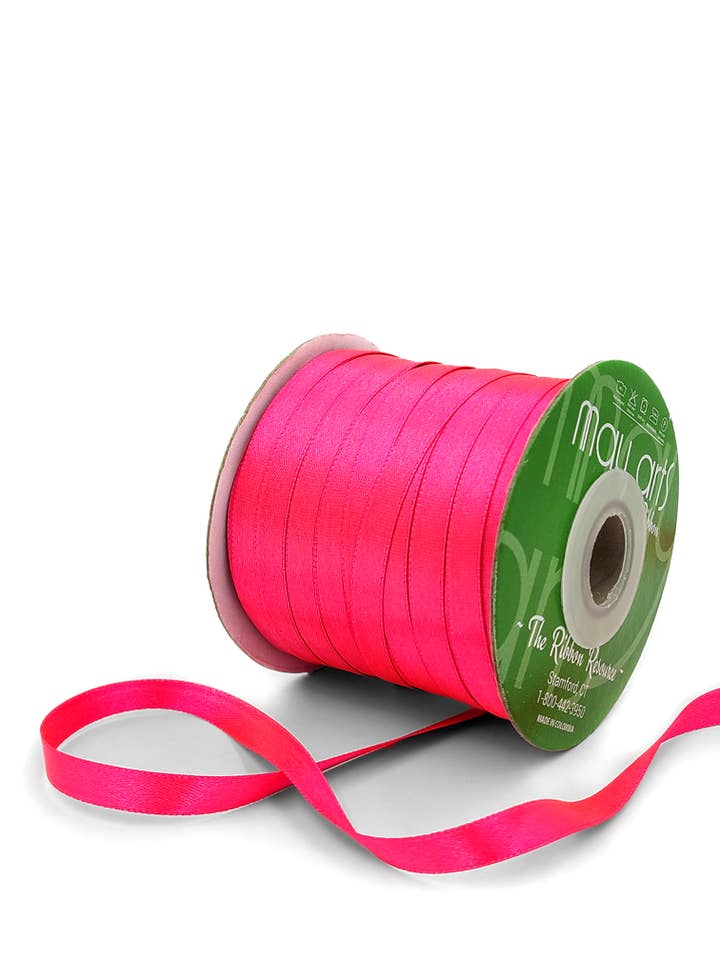 ~3/8"Luster Double Face Satin Ribbon, Neon Fuchsia for wholesale by May Arts Ribbon