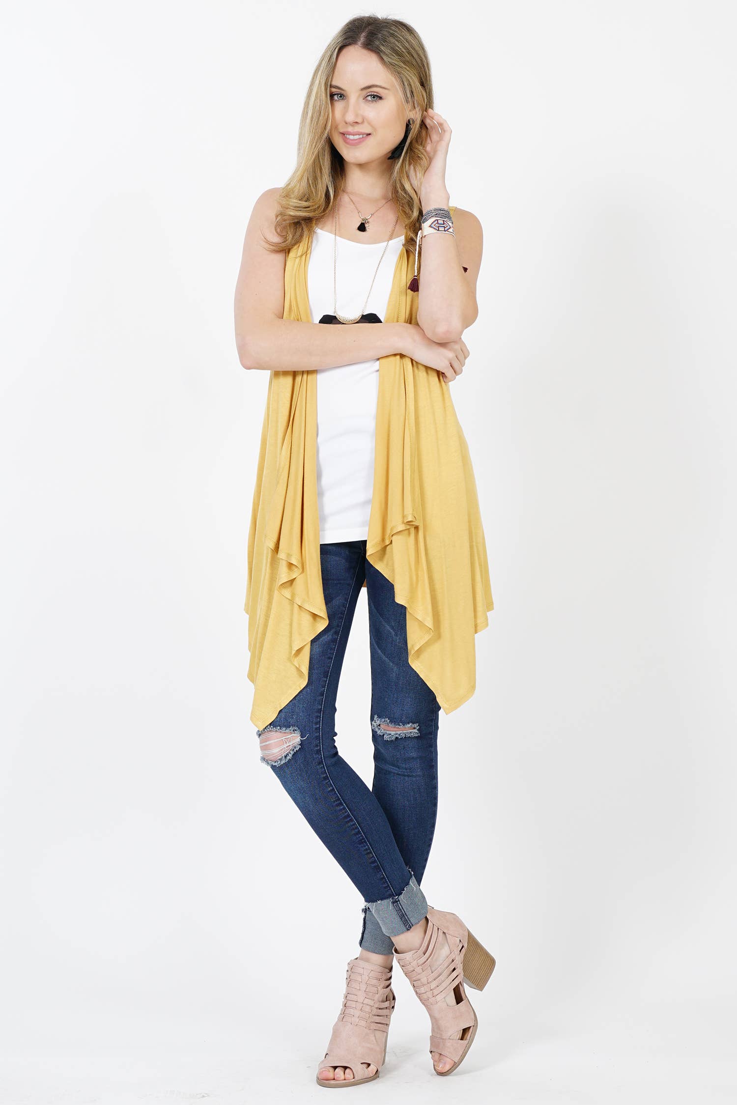 42POPS – wholesale Kofta - Dam – Ärmlös draperad öppen kofta10