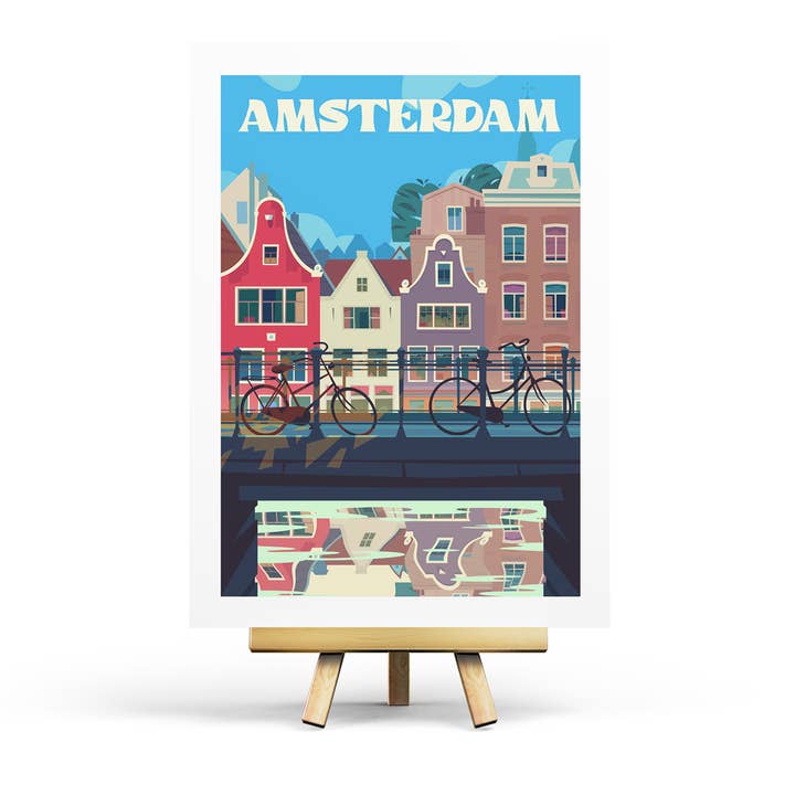 Amsterdam - Retro Travel Postcard for wholesale by Penpaling Paula