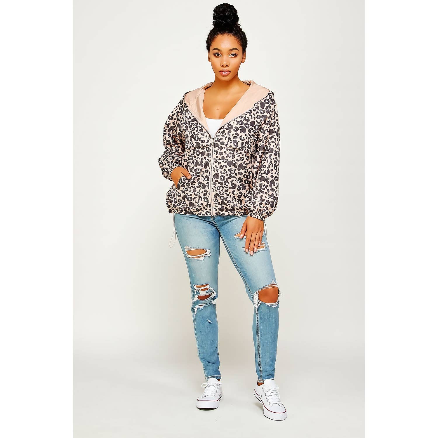 Sweet Generis - Wholesale Windbreaker - Women's - REVERSIBLE CONTRAST PRINT ZIPUP WINDBREAKER HOODIE19