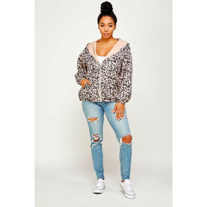 Sweet Generis - Wholesale Windbreaker - Women's - REVERSIBLE CONTRAST PRINT ZIPUP WINDBREAKER HOODIE19