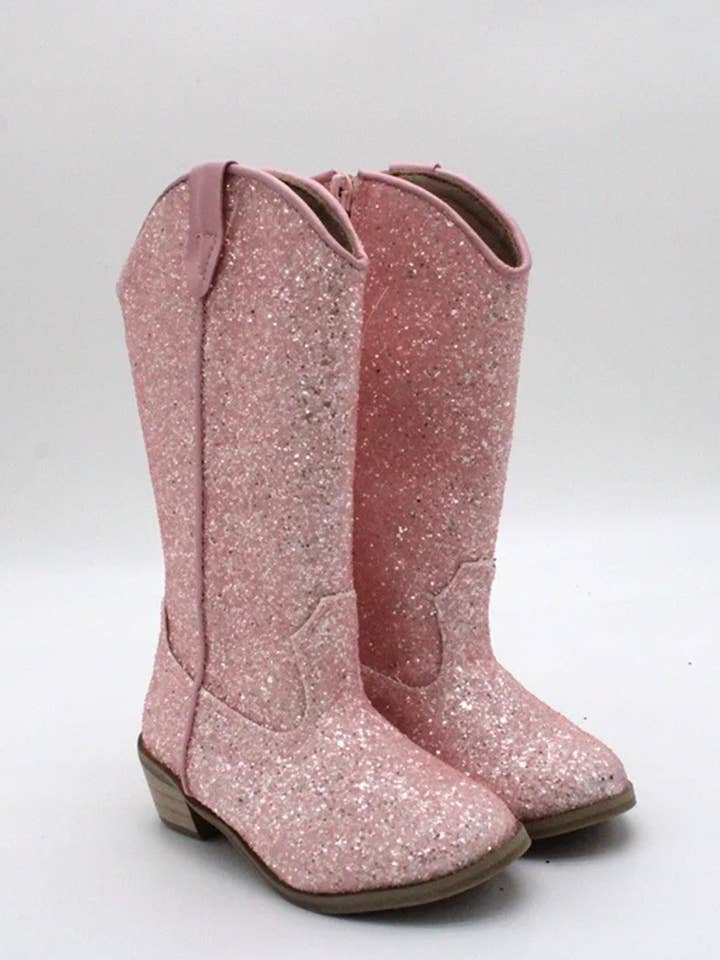 Sparkle and Shine Pink Cowboy Boots by Liv and Mia for wholesale by Mia Belle Girls • Wholesale