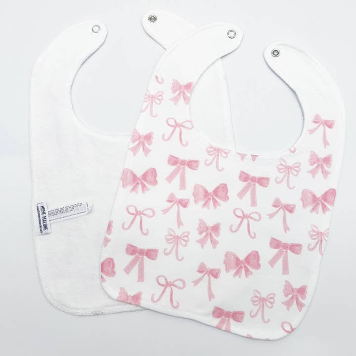 Home Malone - Wholesale Baby Bib - Baby - Pink Bows Baby Bib - Shower Gift New Baby Arrival Birthday
