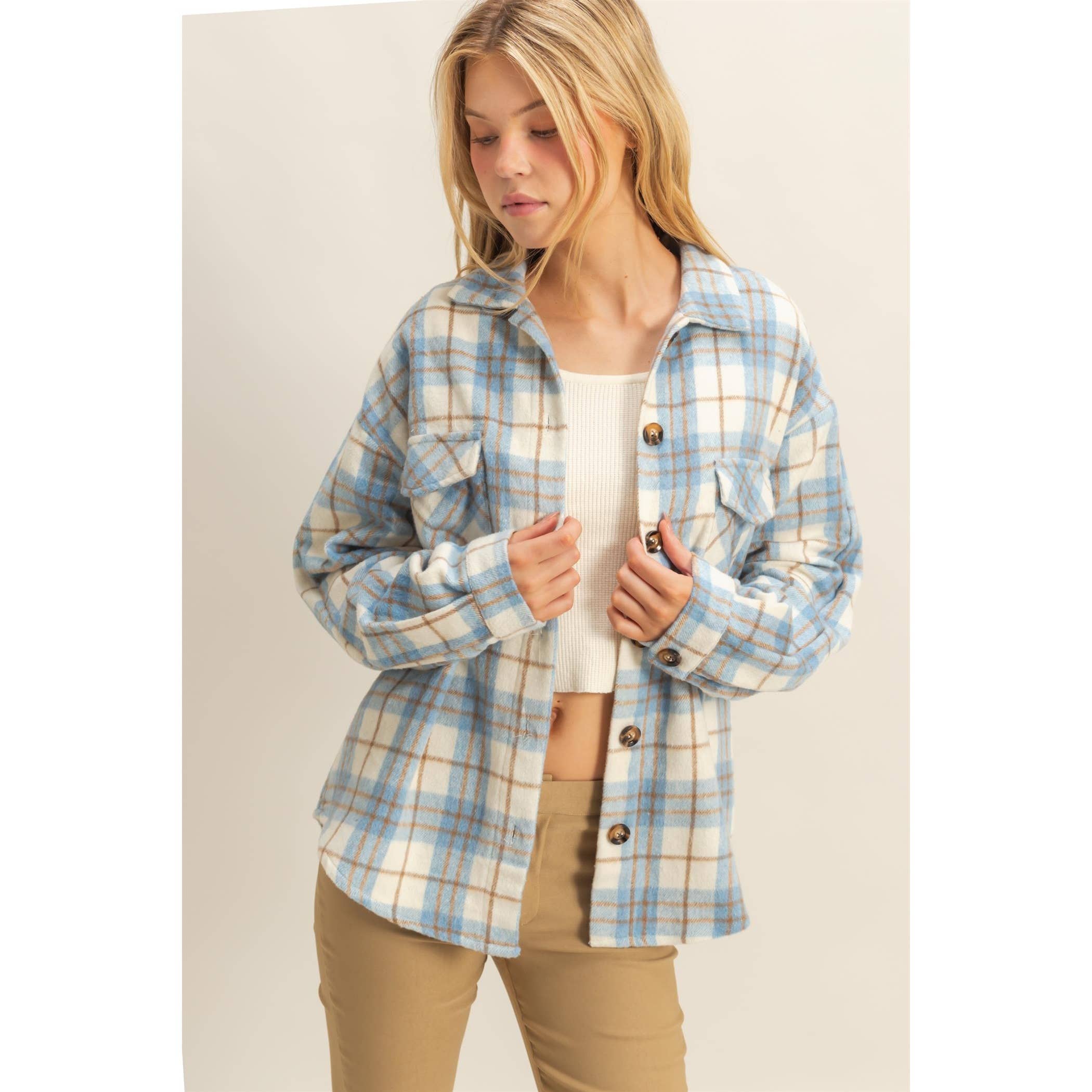 HYFVE - Wholesale Shirt Jacket/Shacket - Women's - Collared Plaid Shacket3