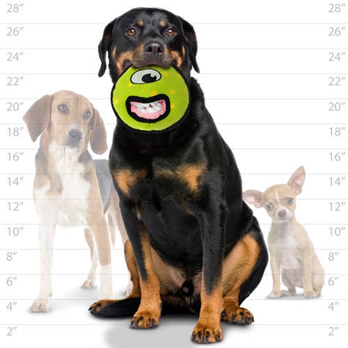 Tuffy Dog Toys - VIP Products - Venta al por mayor Juguete de goma - Perros - Juguete para perros Tuffy Alien Ball, verde, duradero, resistente y chirriante