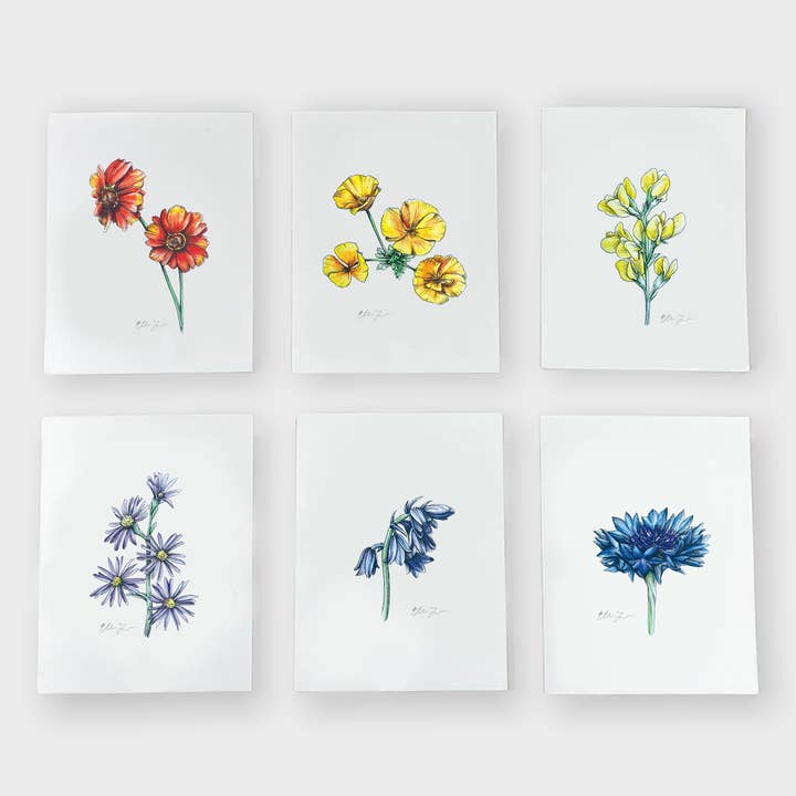 Wildflower A2 Notecard Set of 6 for wholesale by Elena Johnson Art