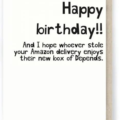 Hit and Run Greetings - Wholesale Birthday Card - 814:  Depends ... Funny Birthday / Age / Sarcastic
