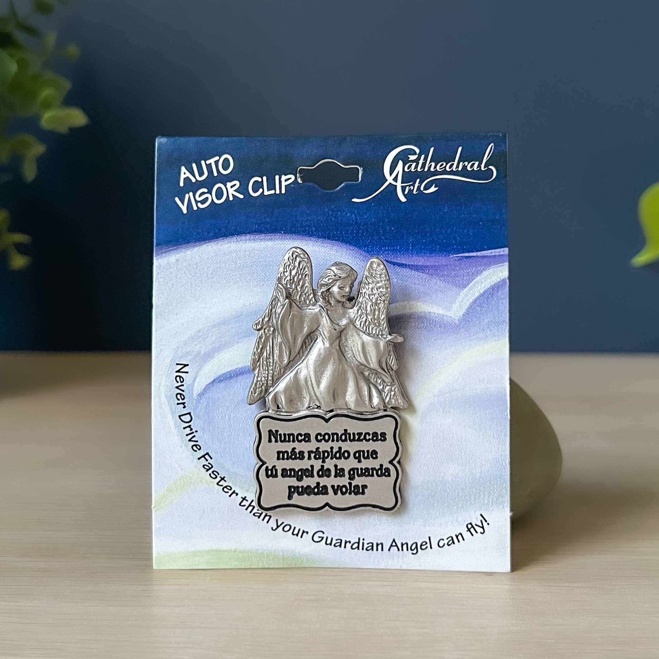 Abbey + CA Gift - Wholesale Car Decorative Charm - Unisex - Spanish Never Drive Faster Guardian Angel Visor Clip 0
