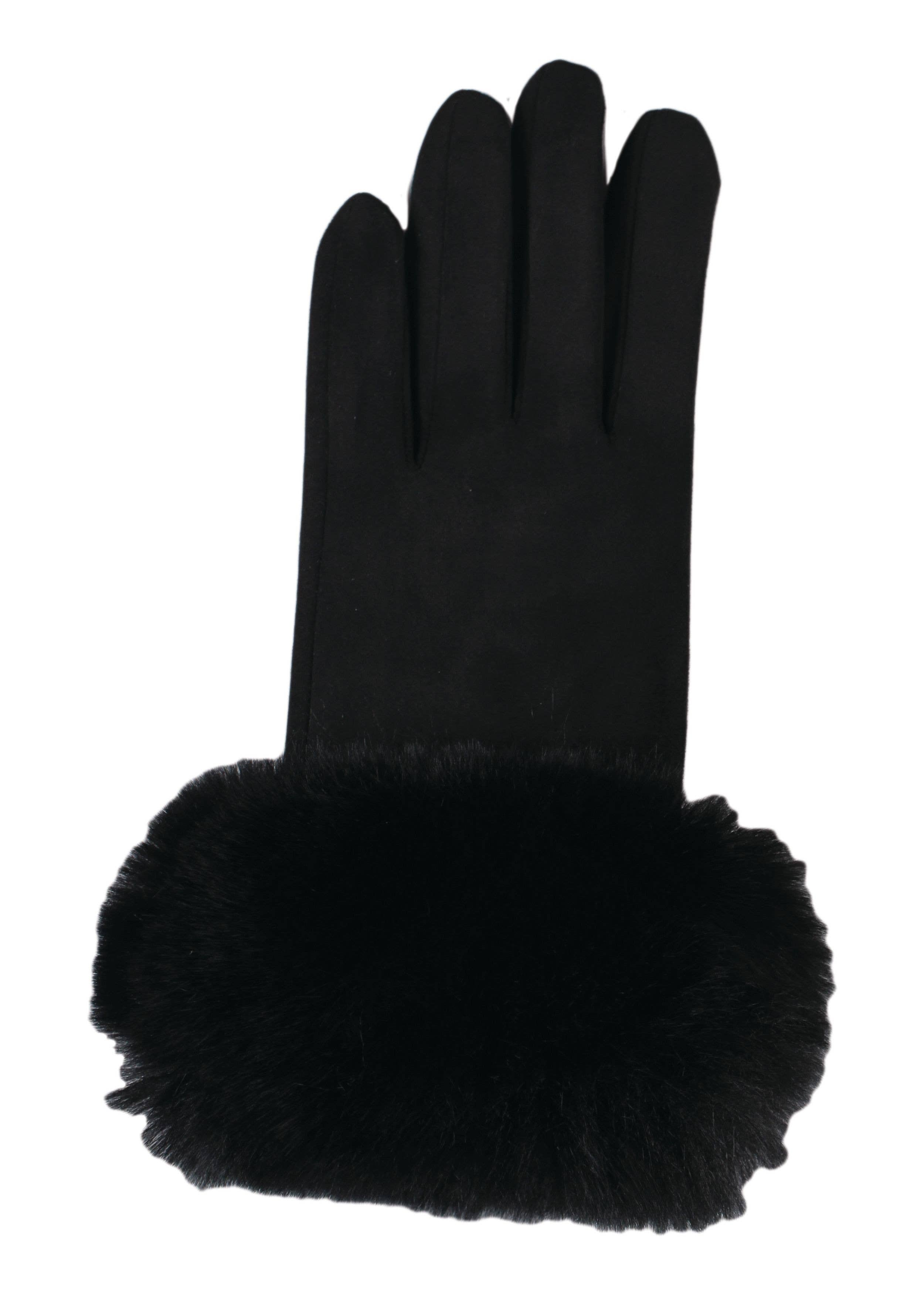Jeanne Simmons Accessories - Wholesale Gloves - Women's - 3855 Texting Faux Suede Fur Cuff Gloves Winter 2