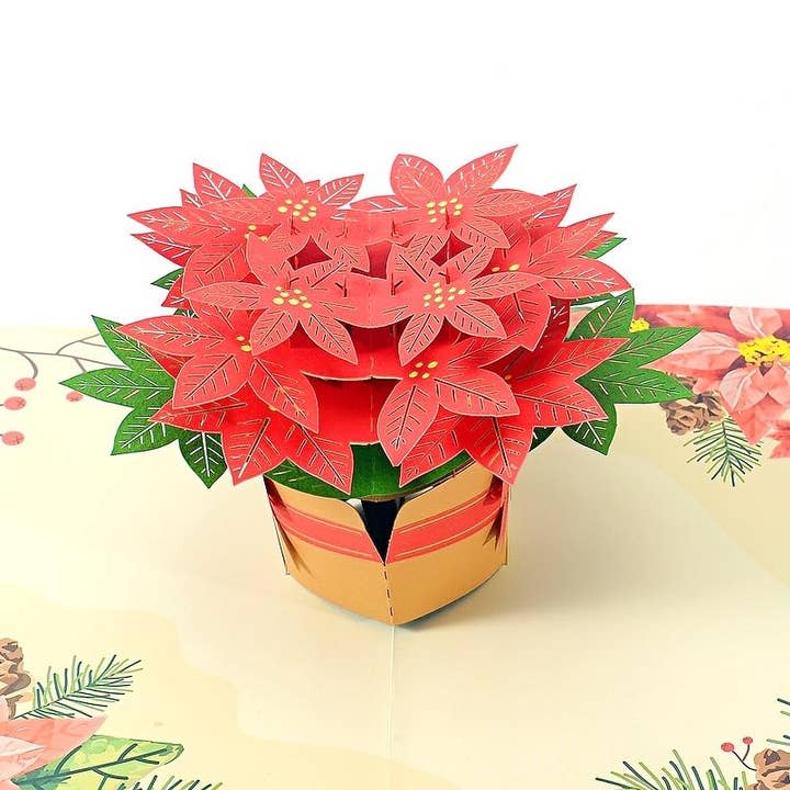 Liif Poinsettia Pop Up Card for wholesale by Liif Pop Up Card