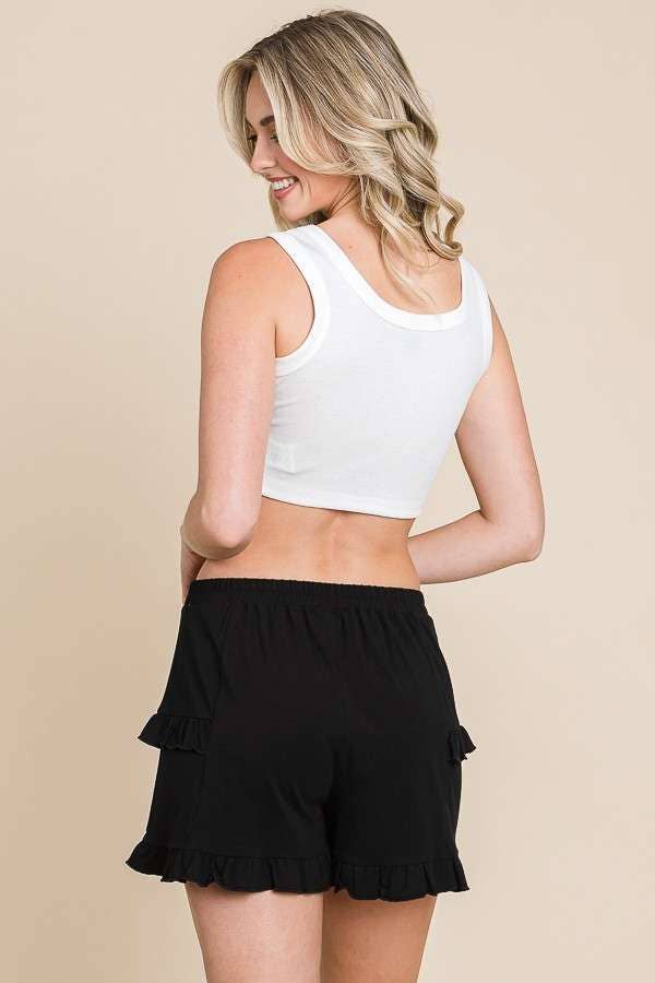 Culture Code - Wholesale Shorts - Women's - CJP1621 - RUFFLE TRIM SHORTS2